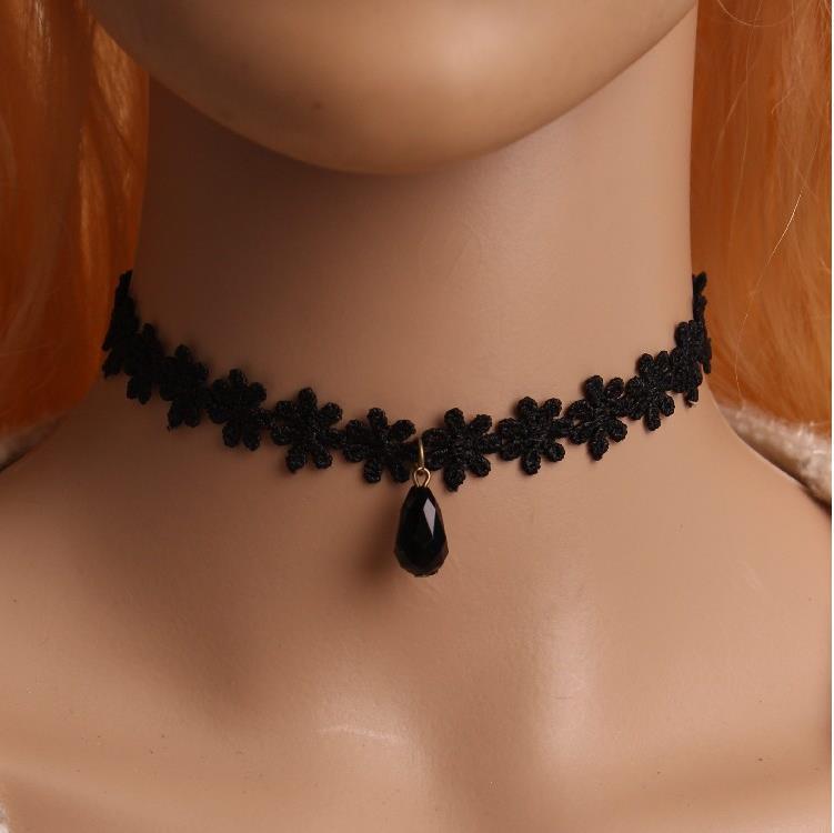 Fluwelen kanten halsring dames korte choker ketting kant