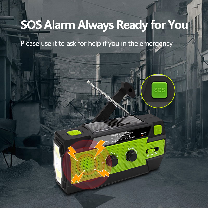 small portable radio Emergency USB rechargeafm Radio Power Bank Solar Hand Crank LED Flashlight battery operated radio