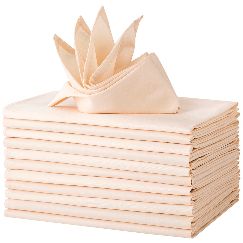 12 Pcs Table Napkins Cotton Napkins 46cm*46cm Napkins Cloth Restaurant Dinner Table Napkin for Wedding Party: Beige Napink