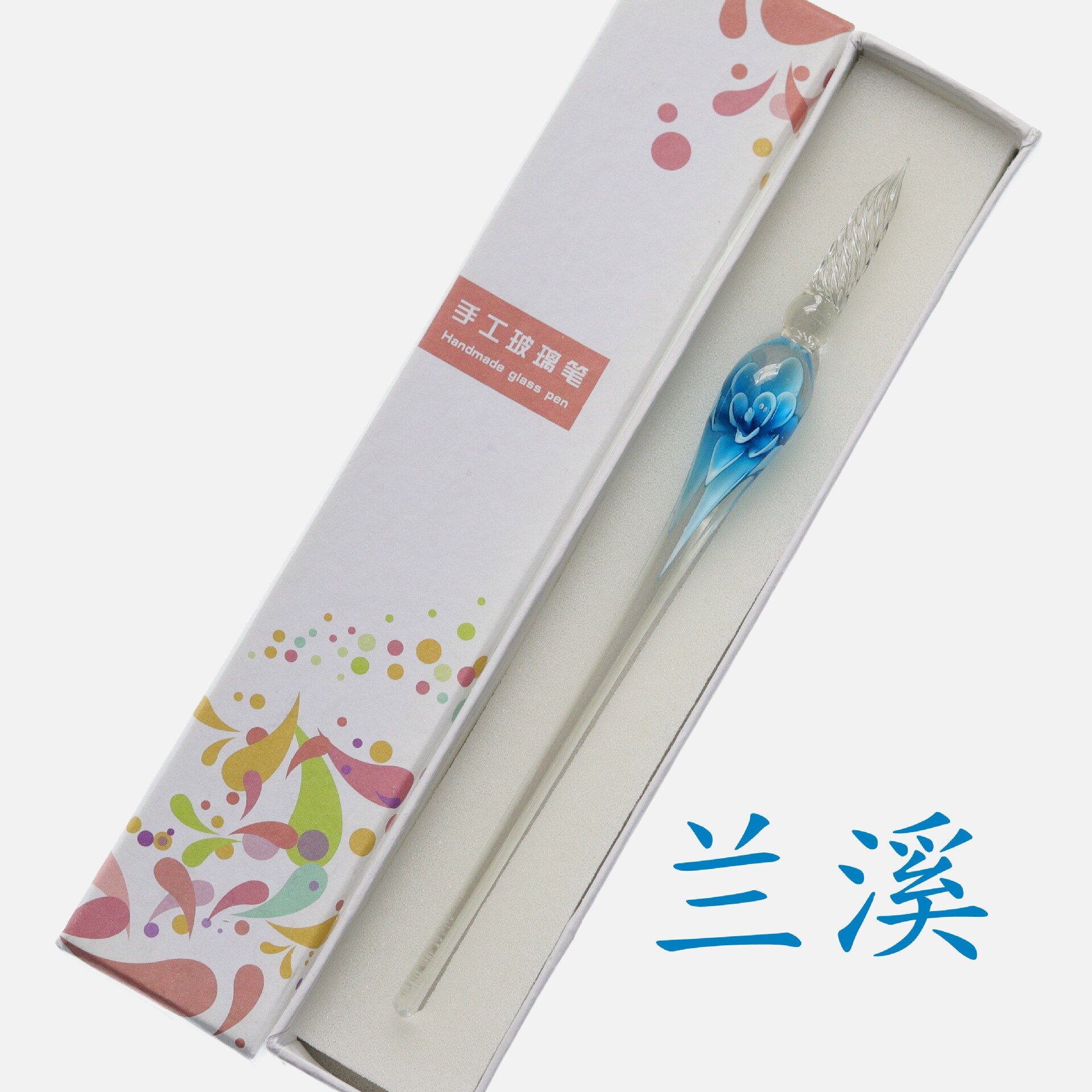 Jugal håndlavet lampwork glas pen blomst mønster gennemsigtig fyldepen guld pastel blæk signatur pen: Enkelt e