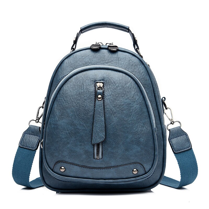 Multifunction Women Backpack for Leather school bags for teenage girls women travel backpack Shoulder Bags Mochilas: Blue