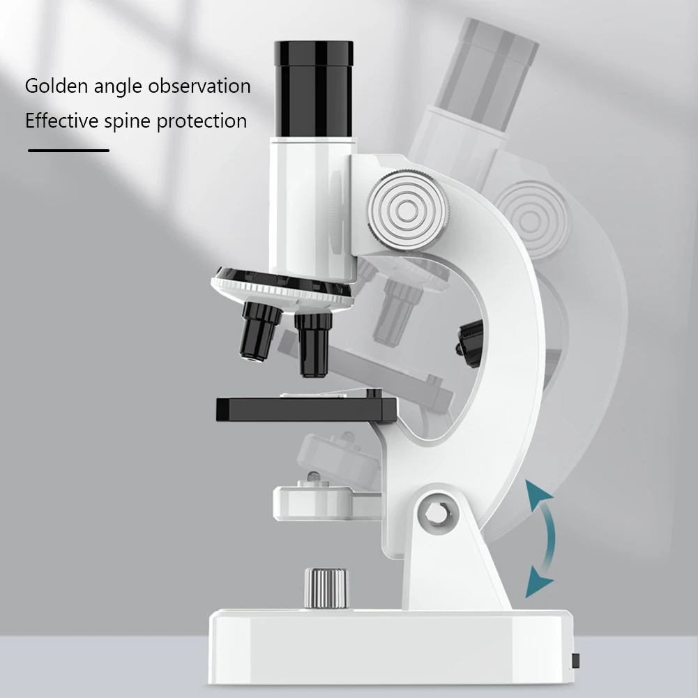 Microscopio óptico Monocular 200X-4800X, microscopio de biología Experimental de ciencia para estudiantes escolares, microscopio de laboratorio para niños