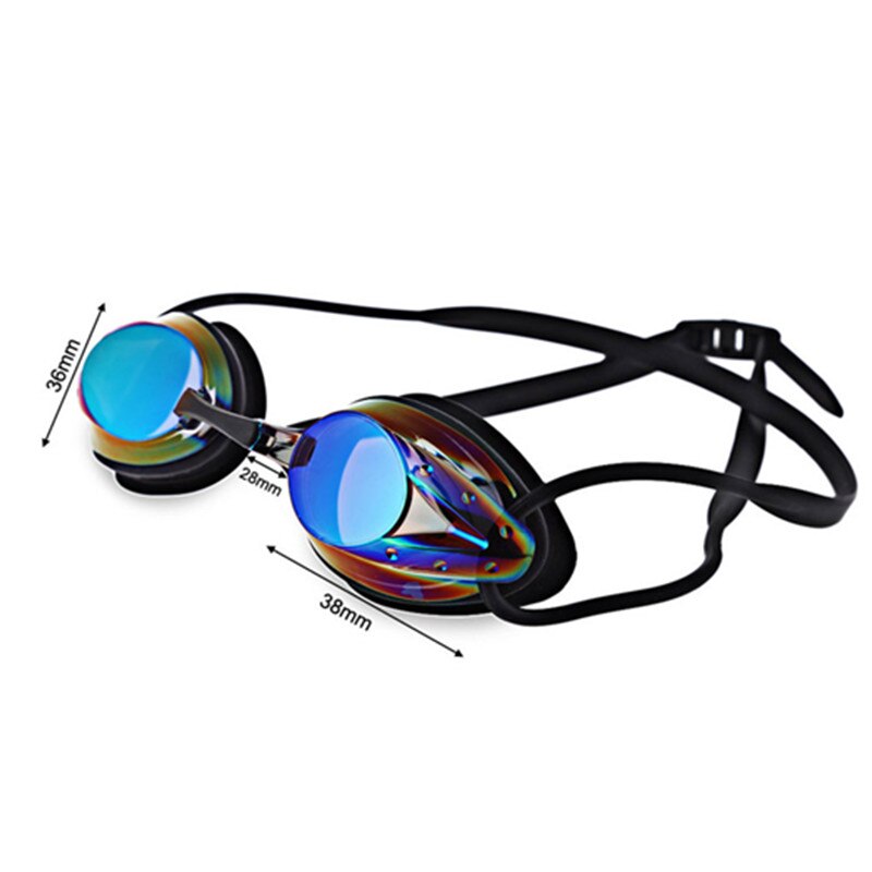 Svømmebriller til mænd justerbar galvanisering vandtæt anti-tåge uv kvinder swimmingpool briller voksne briller: Sort farverig