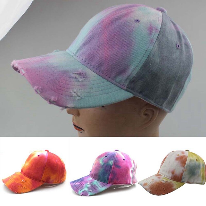 Kvinder sportsvisir kasketter tie dye street style vintage solskærm cap bred skygge rejse hip-hop justerbar hat snapback