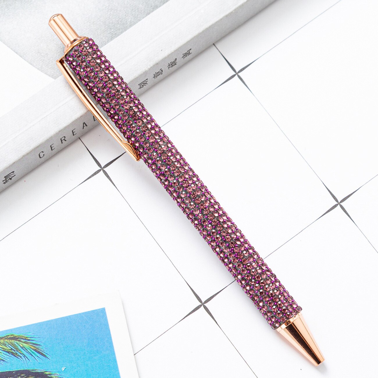 1 Piece Lytwtw's Ballpoint Pen Luxury Rhinestone Cute Wedding Rose Gold Metal Stationery School Office Supply Pens