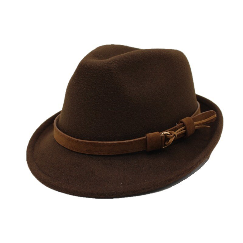 Ozyc ull kvinnor män fedora hatt för vinter höst lady gangster trilby filt homburg kyrka jazz hatt storlek 55-58cm: Mörkbrun