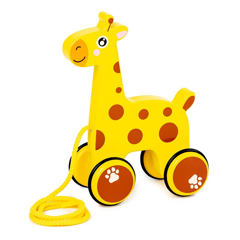 New Baby Pull Rope Walking Toy creativo simpatico cartone animato ippopotamo maiale cane elefante Fawn Drag Car Animal Pull Rope Toy Car giocattolo per bambini: 08