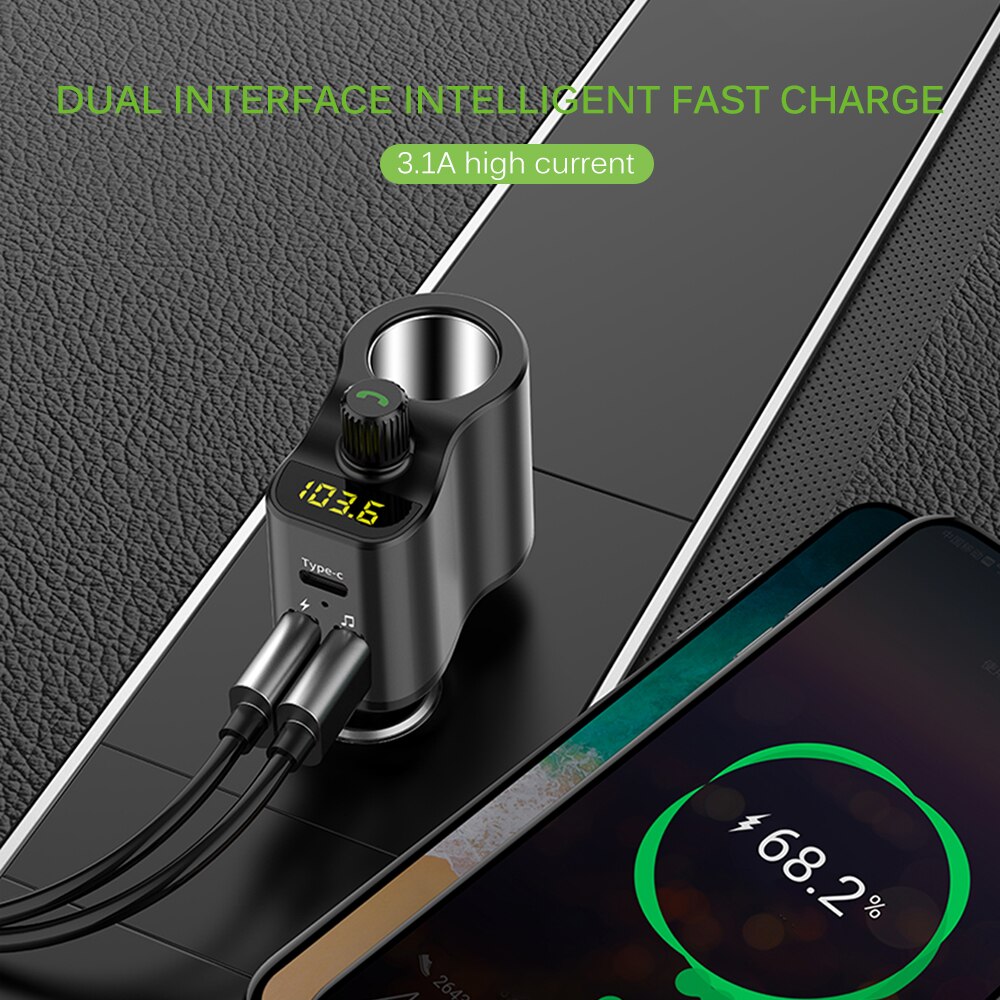 Auto usb mobiele telefoon snellader dual port radio snellader tablet handsfree fm modulator zender bluetooth  mp3 spelers
