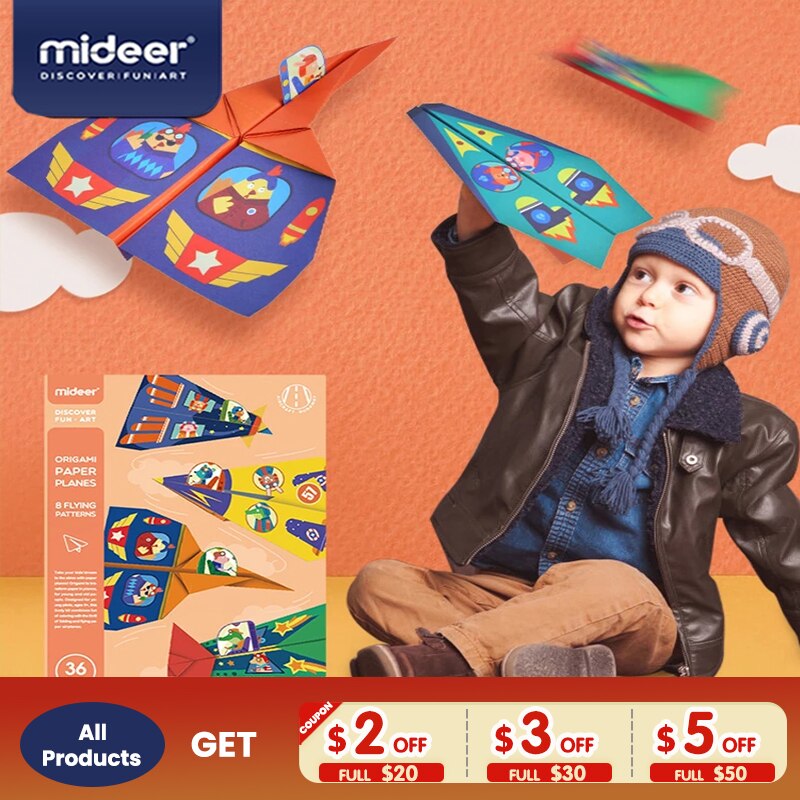 Mideer Baby Origami Speelgoed Grappige Papieren Vliegtuig Vouw Kleuterschool Kleurrijke Dieren Thema Inkt Afdrukken 3-12Y Kids Diy Speelgoed