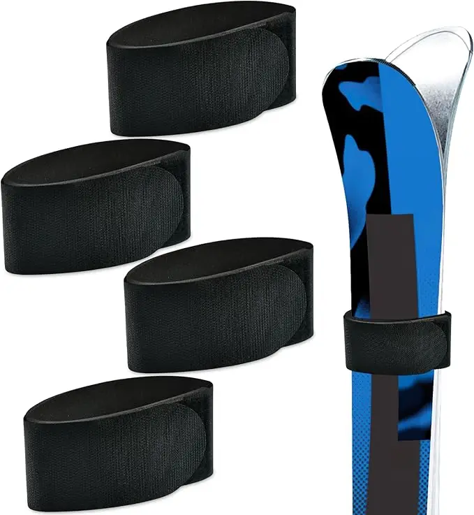 Correas ajustables para envolver esquí, banda para almacenamiento de esquí, cinta de sujeción para esquí, corbata de almacenamiento con almohadilla protectora, accesorios para esquís, deporte de invierno: Gris claro