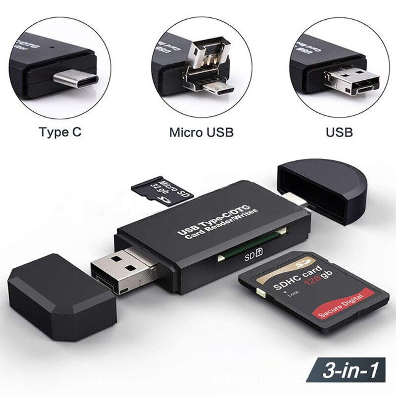 USB Type C-adapter 3-in-1 computer Android mobiele telefoon Tweeërlei gebruik Typec Multifunctionele OTG-kaartlezer Minicamera TF SD-kaart