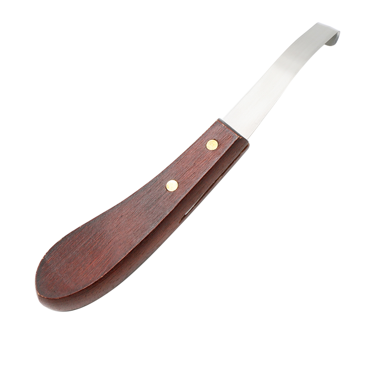 1 cuchillo para pezuñas de caballo, hoja de acero inoxidable de doble filo, cuchillos para recortar pezuñas con mango de madera, herramienta para recortar pezuñas de ganado ovino