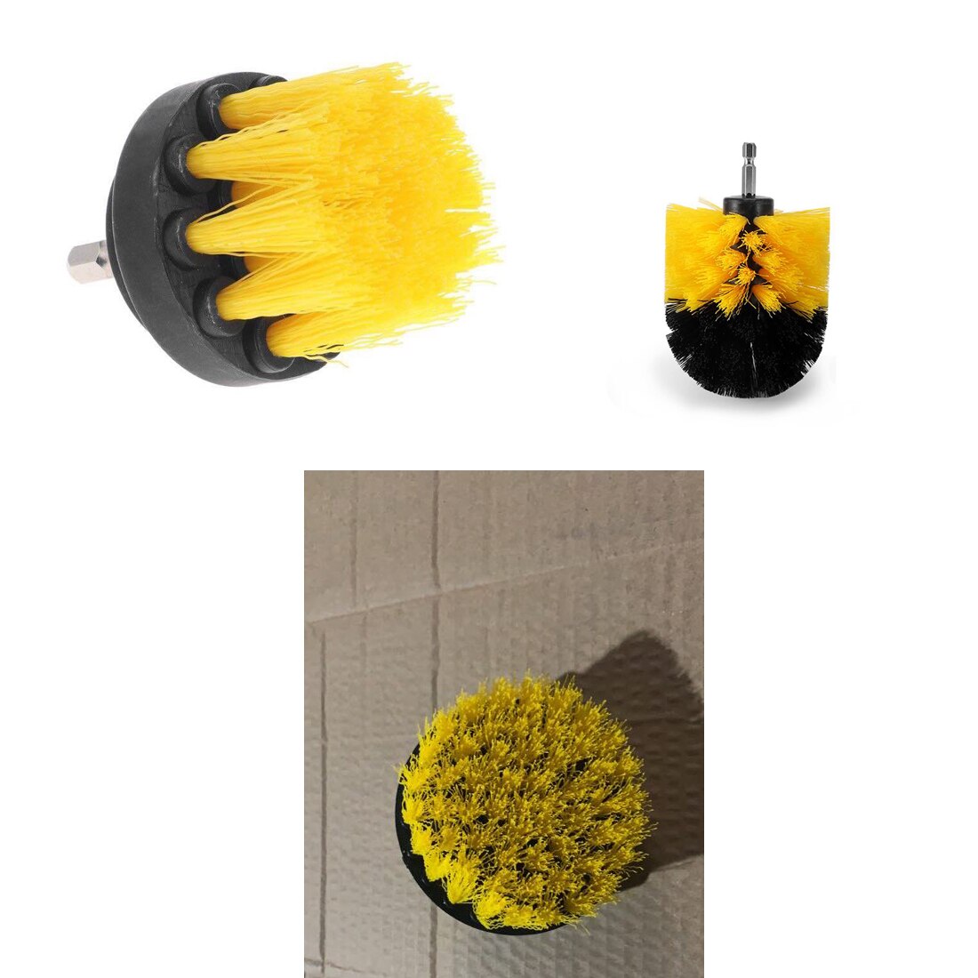 3 pcs Round Electric Bristle Drill Brush Tub Rotary Cleaning Tool Set Attachment Tile Drill Grout Power Scrubber Cleaner: 4