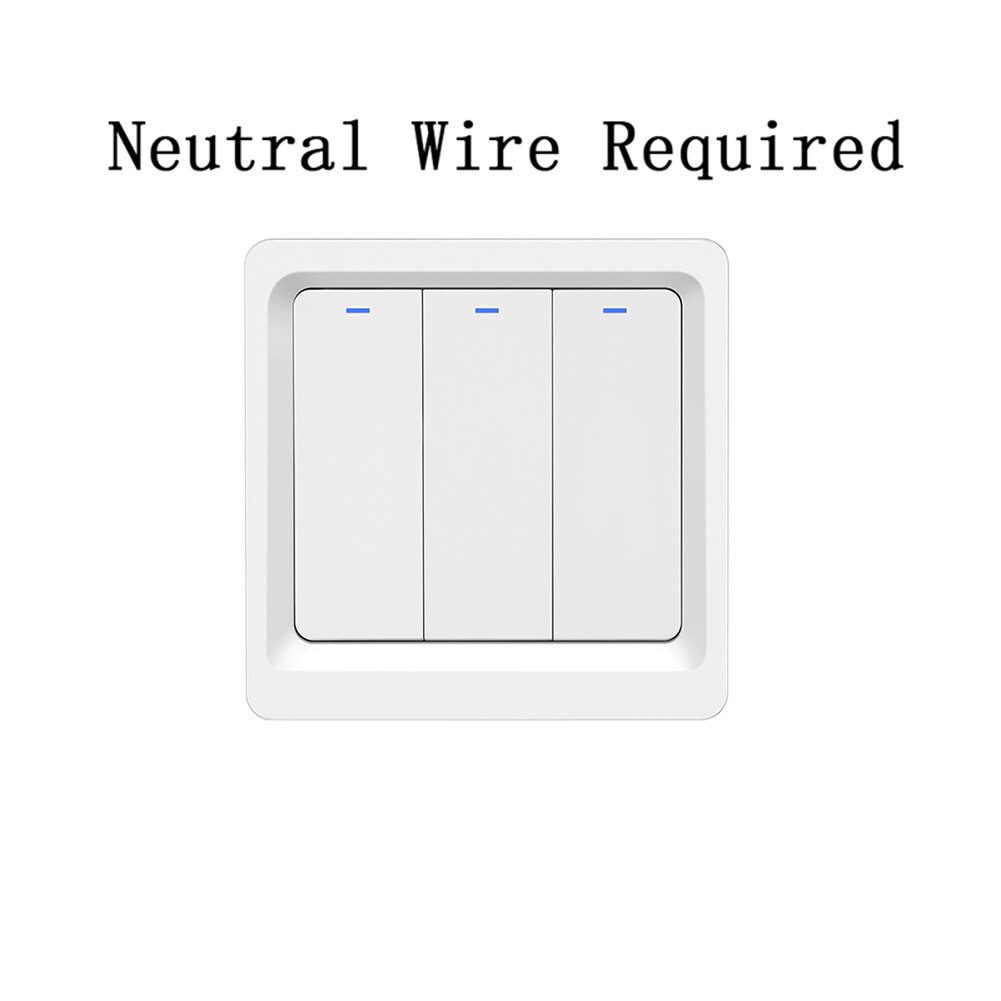Interruptor de pared inteligente con control por aplicación móvil, pulsador de luz sin cable neutro, necesario N + L, compatible con Tuya, Zigbee, Alexa y Google Home: N and L Wire 3 Gang