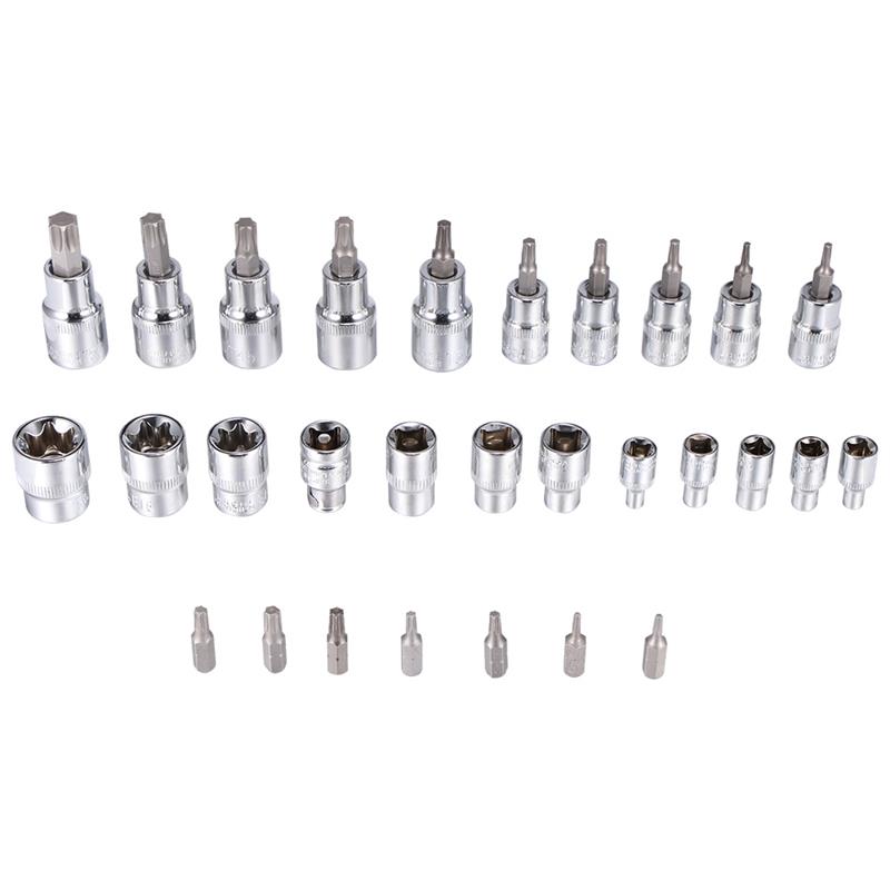 30pcs Blue Chrome Vanadium Steel Socket Kit Made Of High Chrome Vanadium Steel Material, Sturdy And Durable, Owing High Strength