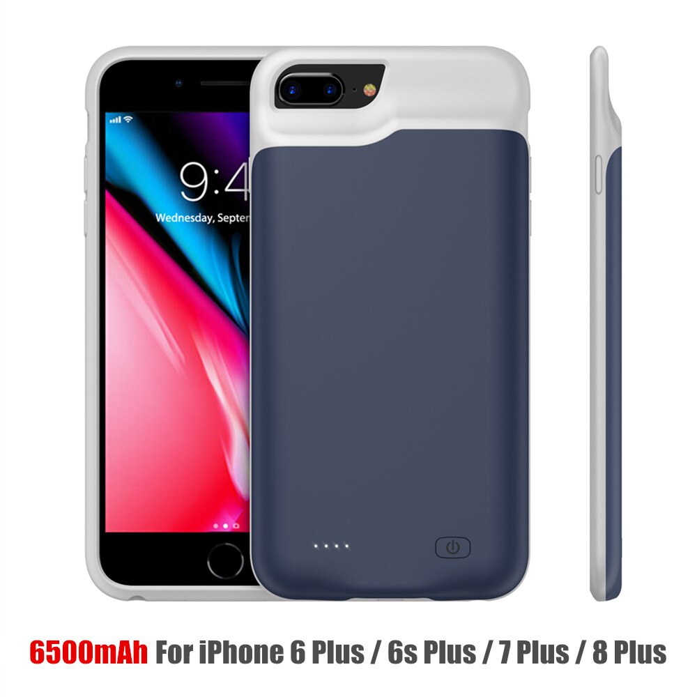 Amstar Draagbare Batterij Oplader Cases Voor Iphone 6 6S 7 8 Plus Power Bank Case Externe Batterij Opladen Pack backup Case: B18 Blue 678 Plus