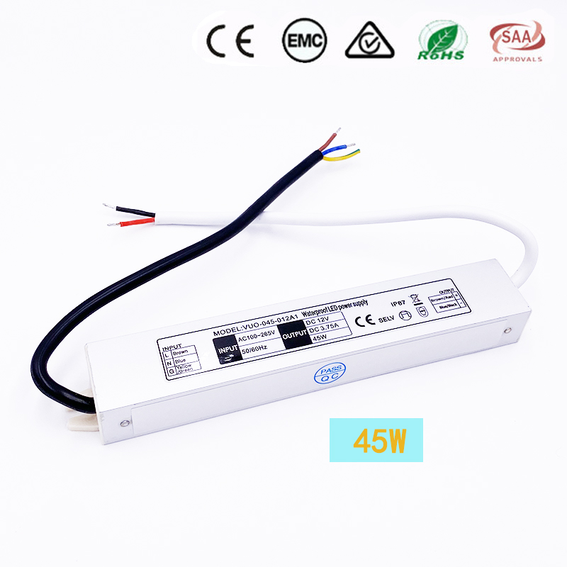 Dc12v led  ip67 driver strømforsyning 220v svitsjing led driver lystransformator 12w 20w 30w 36w 45w 60w for led-lys: Gull