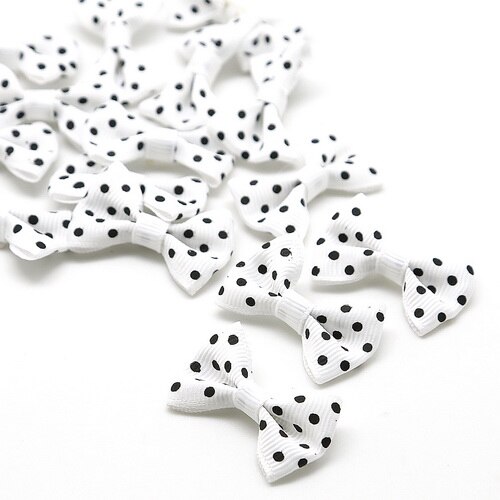 Mini lazo de cinta de satén hecho a mano para manualidades, decoración de pajarita y horquillas para niños, 4x2,5 cm, 25 unids/lote: White