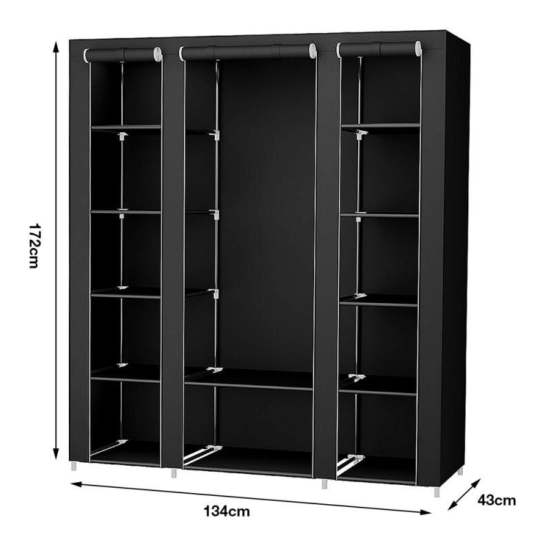 DIY Tragbare Stoff Schrank Große Kapazität Drei-tür vlies Kleiderschrank Falten Tuch Schrank Schlafzimmer Möbel HWC