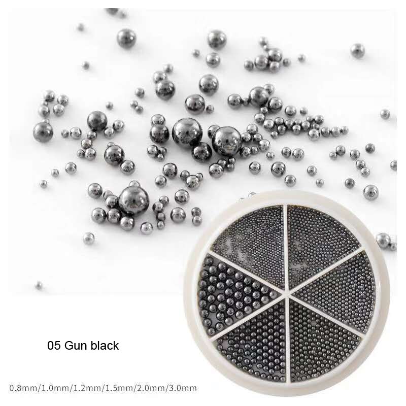 1Box Steel Balls Mini Metal Beads 6 Size s 1 Box Steel ball bead, 3D metal micro beads / no hole beads/ ball beads/ nail JK7676: 5