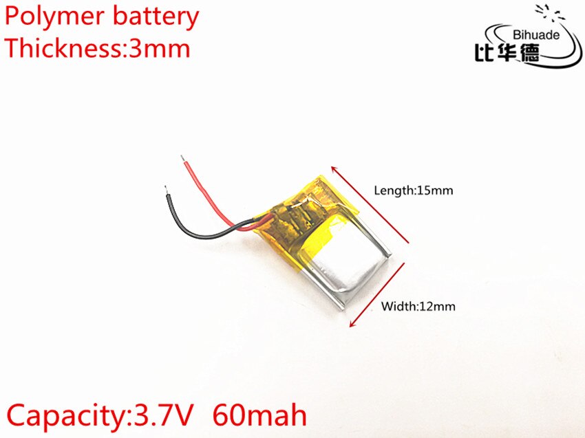 10pcs 3.7V 60mAh 301215 Lithium Polymer LiPo Rechargeable Battery ion cells For Mp3 Mp4 Mp5 DIY PAD DVD E-book bluetooth headset