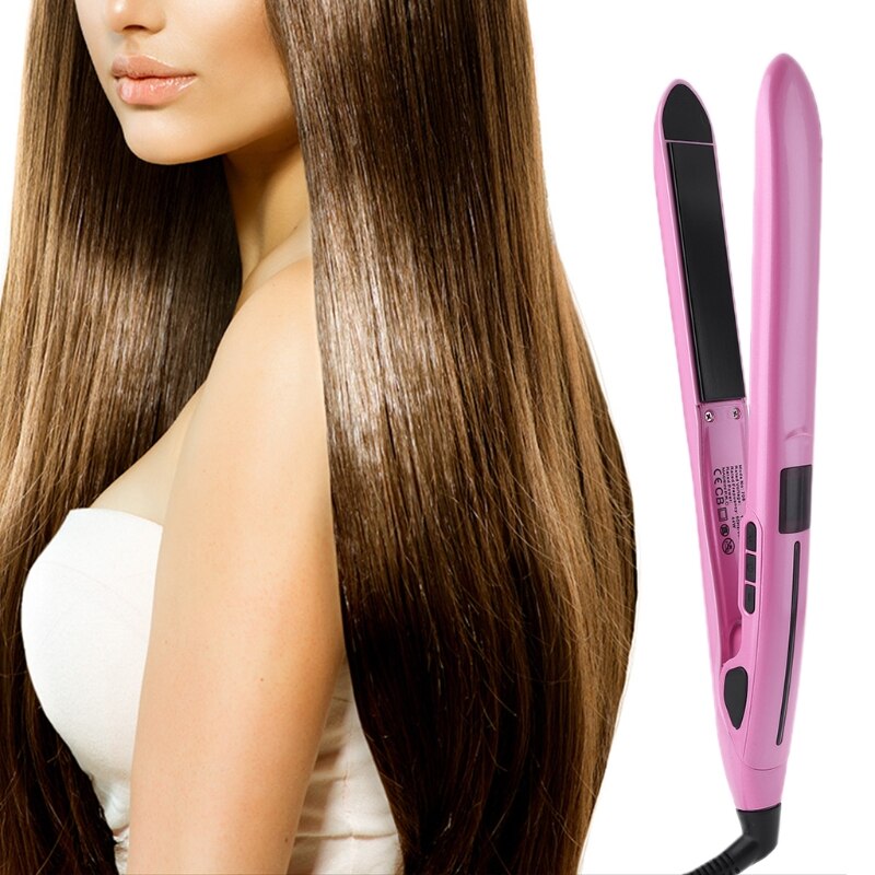 Pro Hair Salon PTC Flat Iron Hairs Straightener LCD Display Straightening Styler