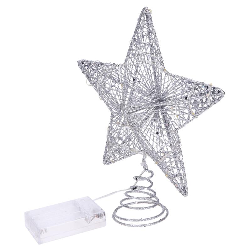 1pc udsøgt stjernehængende dekor pentagram vedhæng skinnende juletræspynt (uden batteri)