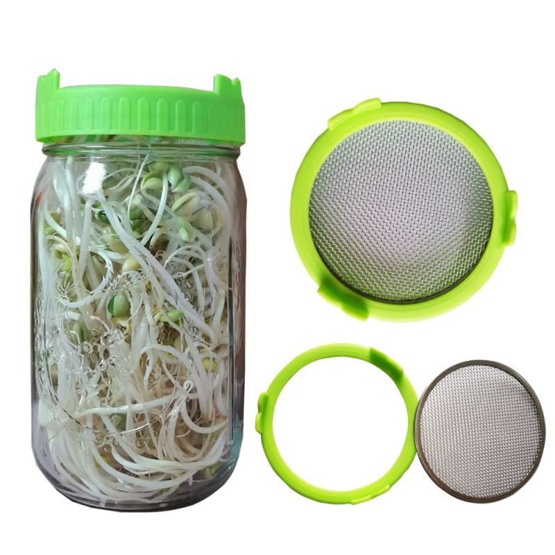 Mason Jar Sprouting Lid Wide Mouth Plastic Mason Cup Large Mason Bottle Type Stainless Steel Split Sprouting Lid Germination Lid
