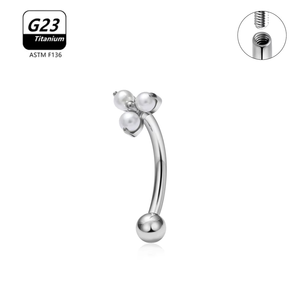 G23 Titanium ASTM-F136 interne draad Wenkbrauw Piercings Lichaam Sieraden Voor Vrouwen zirkoon Oorbel Ster Bloem Hart: Black / Imitation Rhodium Plated