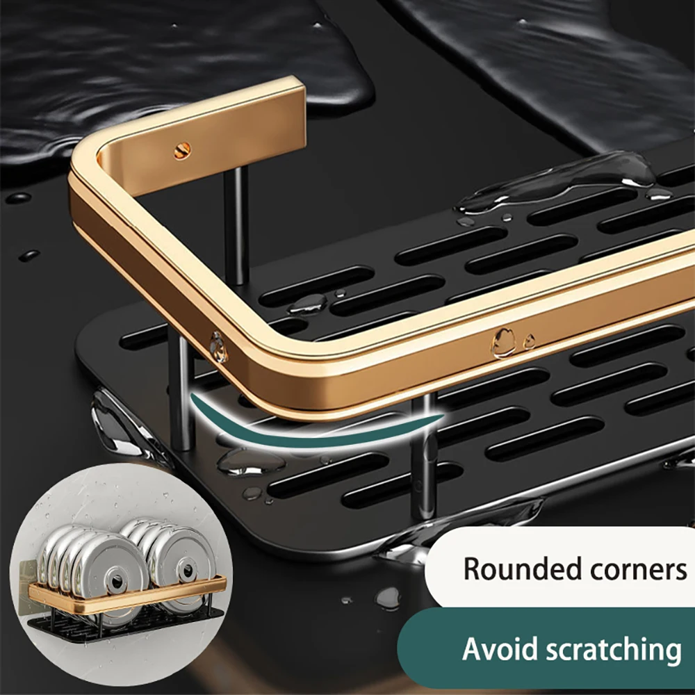 Badkamer Planken Aan De Muur Gemonteerd Geen Boorruimte Aluminium Douche Hoek Caddy Opslag Plank Keuken Organizer Rack Drijvende Plank