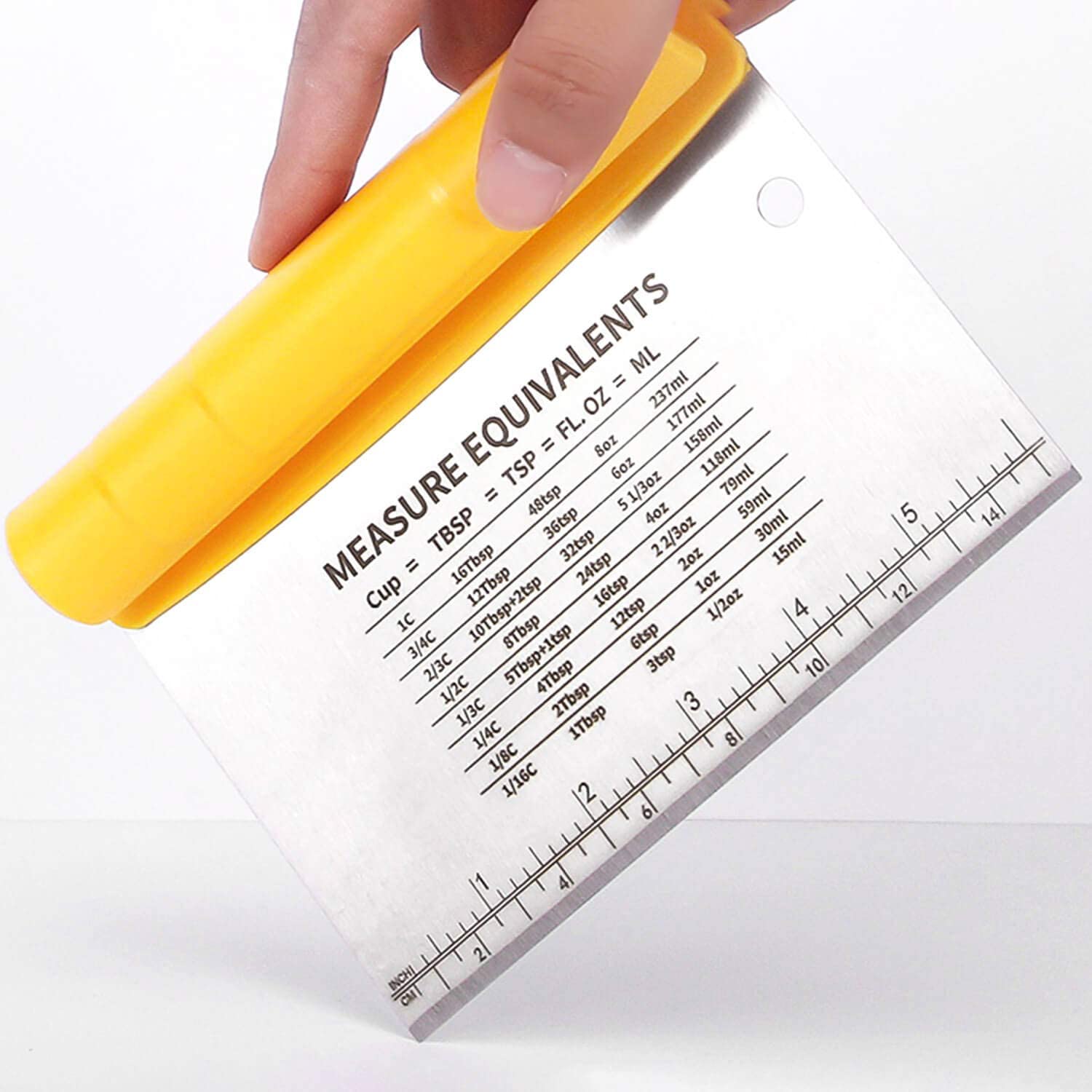 Brand 2-IN-1 Stainless Steel Bench Dough Scraper and Plastic Bowl Scaper Set Multifunctional Tools with Measurement Equivalents