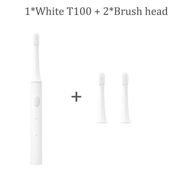 [Newest Version] Original Xiaomi Mijia T100 Mi Smart Electric Toothbrush 46g 2 Speed Xiaomi Sonic Toothbrush Whitening Oral Care: white add 2 head