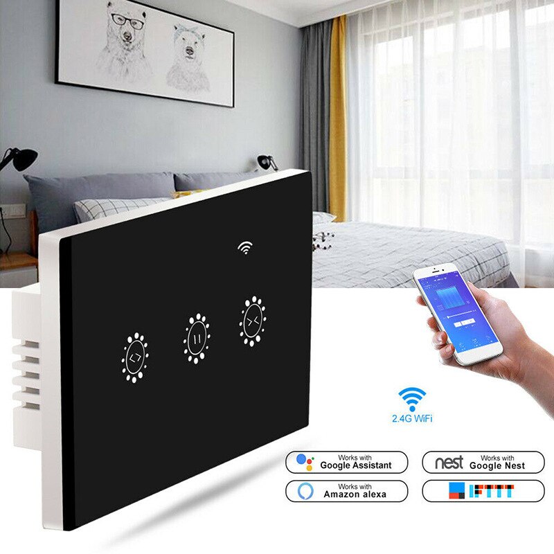 Smart Home WiFi Electric Touch Blinds Curtain Switch Ewelink APP Voice Control