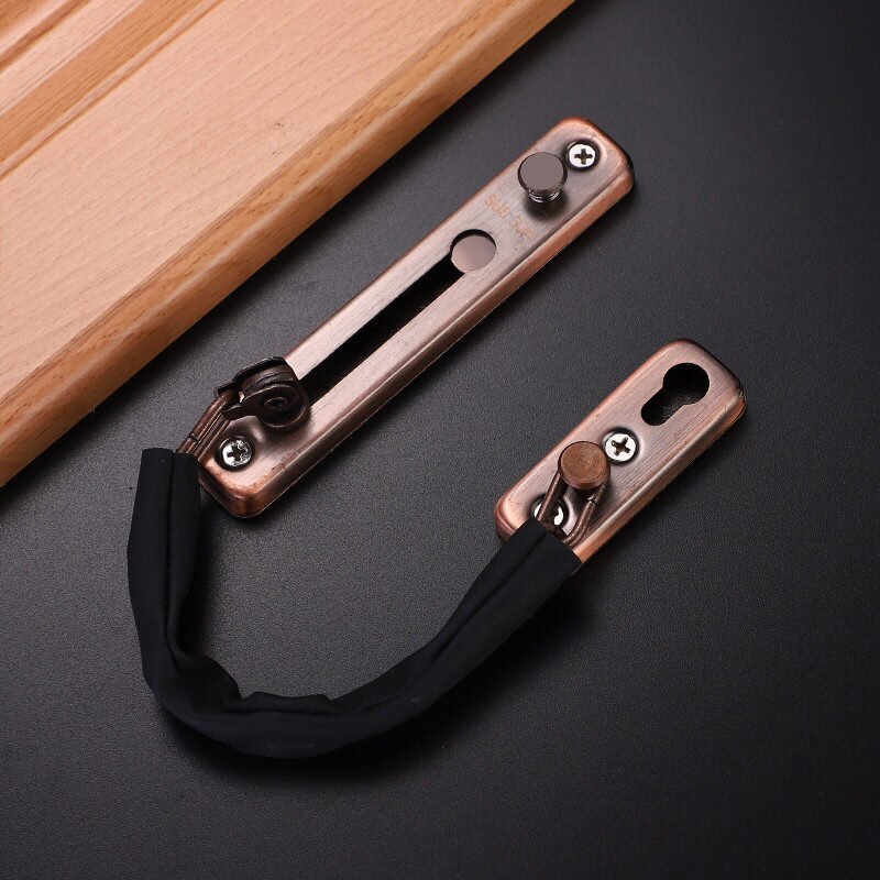 Thickened 304 stainless steel anti-theft door chain hotel room bolt safety chain door buckle anti-theft buckle lock: Red Bronze
