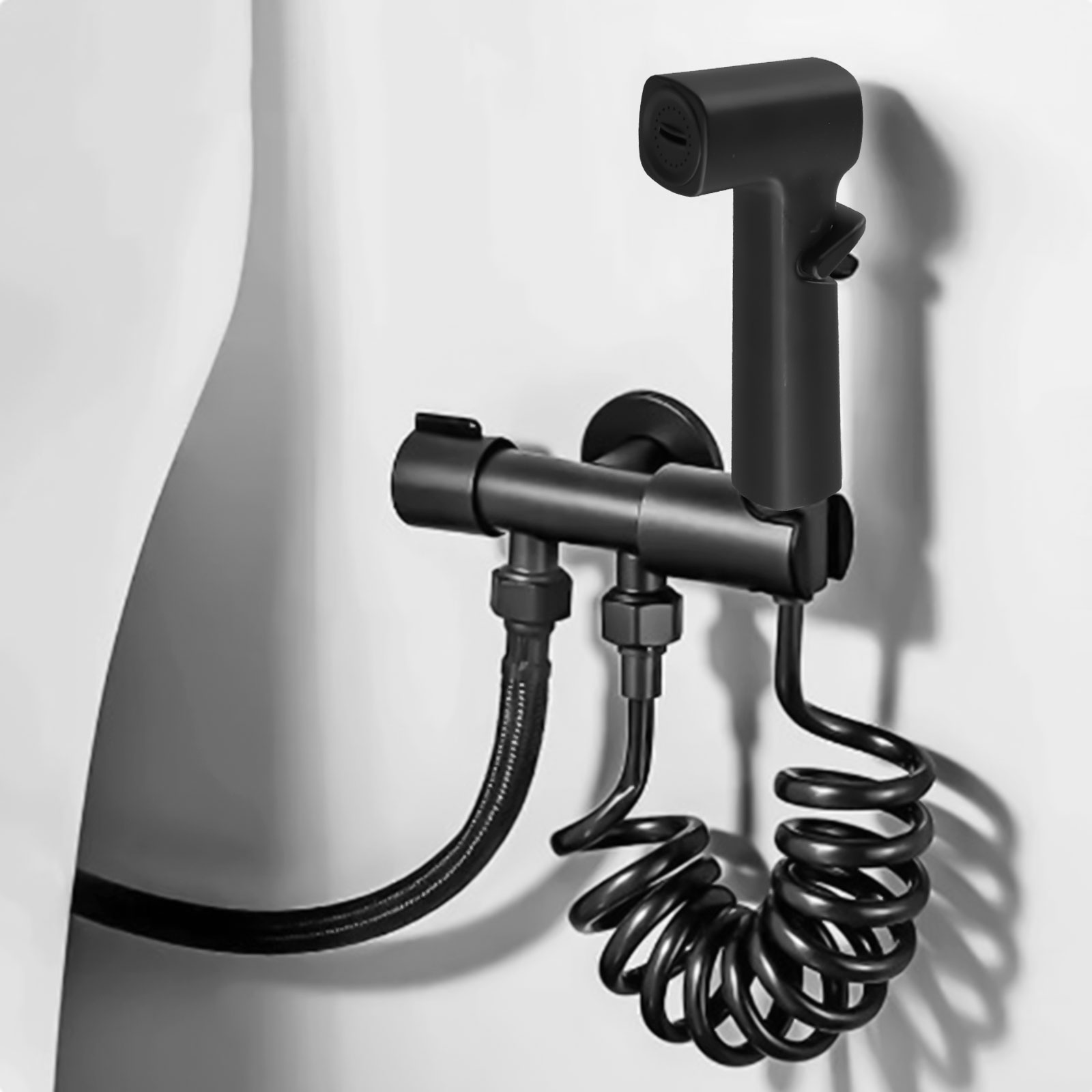 Bidet brusersæt håndholdt bidet sprøjte kraftig skylning nem at installere luksus til badeværelse elegant sort