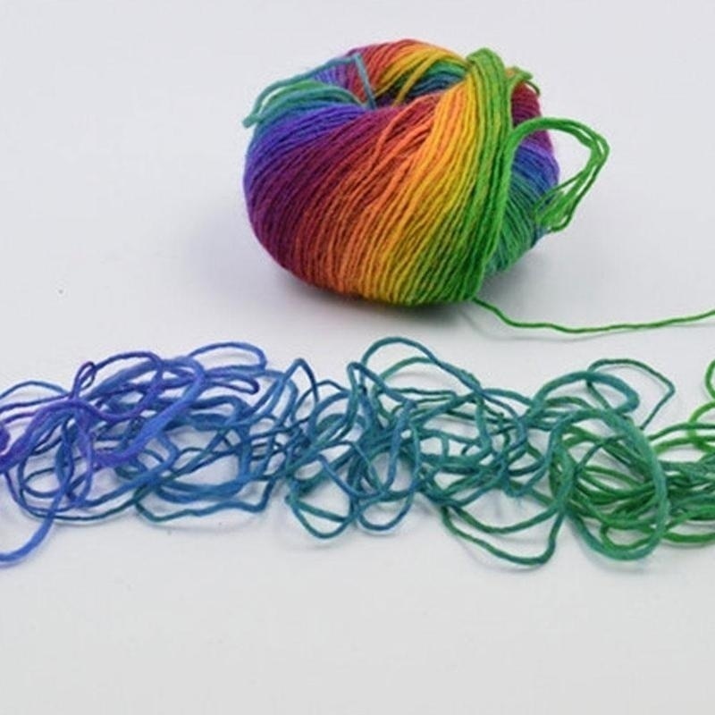 5 Rolls 50g/ball Worsted Section-dyed Rainbow Yarn Wool Yarn for DIY Hand Knitting Crochet Shawl Scarf Thread