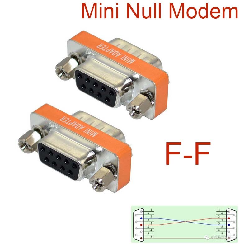 Mini Null Modem DB9 feMale to DB9 feMale plug Adapter Gender Changer