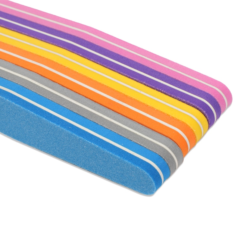 Limas de uñas 100/180 esponja de colores, bloque pulidor lavable, lima de uñas con forma de diamante, suministros de salón de uñas de doble cara, 50 unids/lote