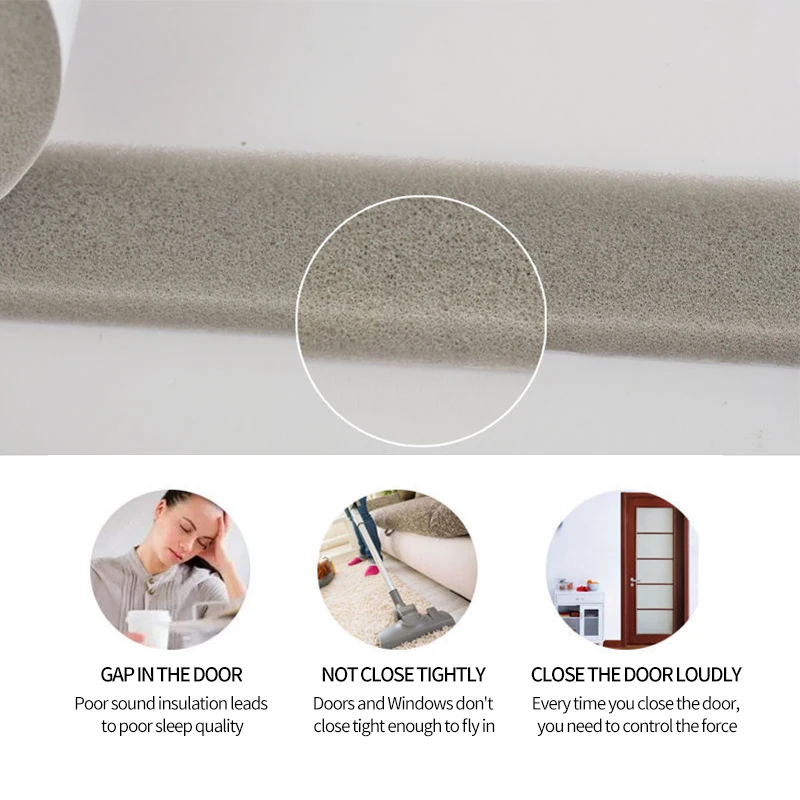 2M/Roll Deur Raam Afdichtstrips Weerstrippen Zelfklevende Geluiddichte Deur Raam Foam Tape Kloof Geluiddichte Afdichting strip