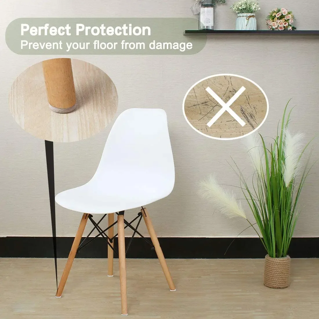 Felt Furniture Pad Round Chair Legs Anti Scratch Floor Protector Self-Adhesive Furniture Sliders for Hardwood Floors Table Couch
