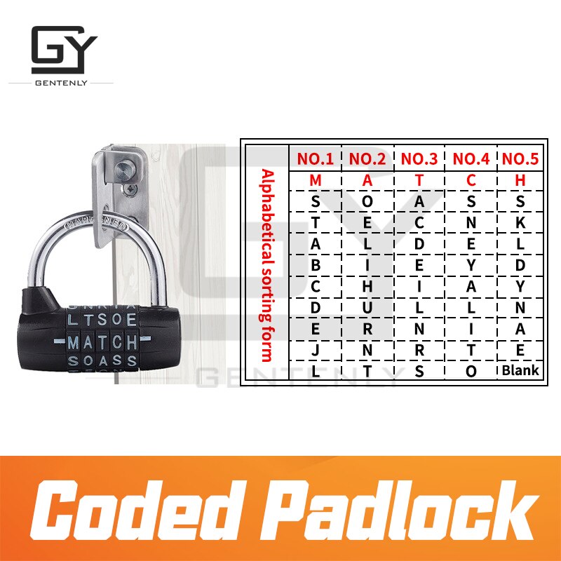 Escape Room Lock Password Letter Digit Metal Padlock Combination Puzzle Wide Shackle Escapement Time GENTENLY