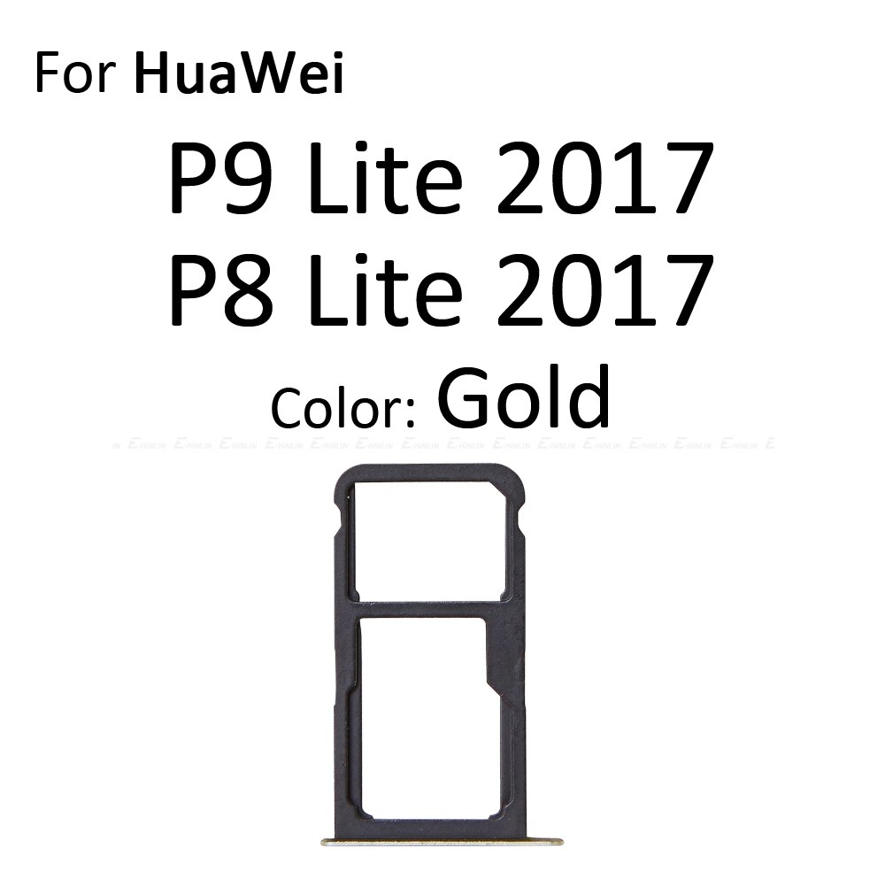 Sim Card Socket Slot Tray Reader Holder Connector Micro SD Adapter Container For For HuaWei P9 P8 Lite: For P9Lite 2017 Gold