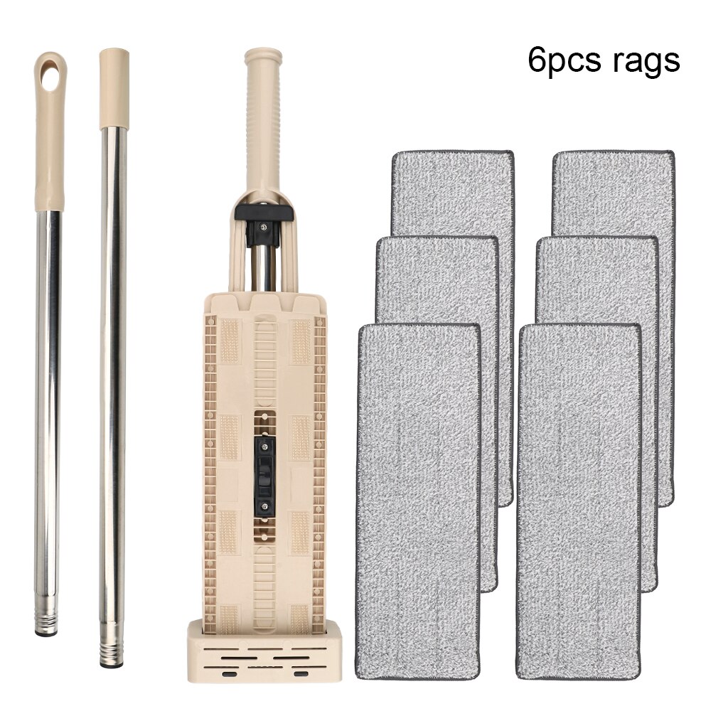 Self-Wringing Flat Mop Lazy Home Cleaner Automatic Spin Free Hand Washing Magic Mop 360 Rotating: 1 mop 6 cloth