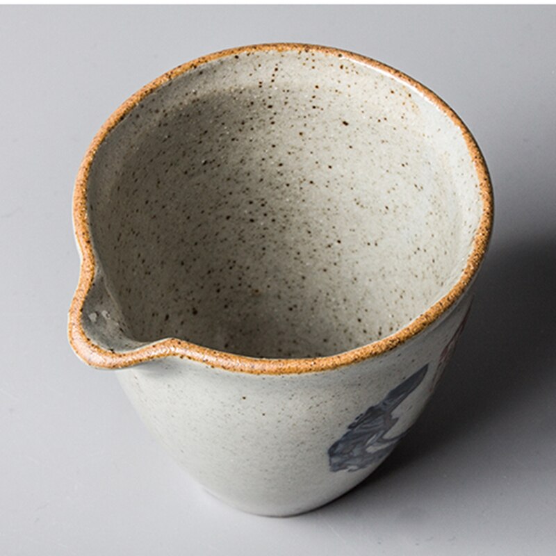 Zen Hand Painted Pottery Fair Cup Chinese Blue Tea Mugs Kung Fu Vintage Tea Sea Round Cycle Teacup Teaware Tea Ceremony Utensil