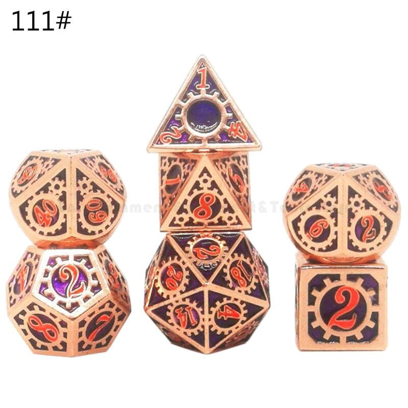Jeu de dés en métal jeu de dés polyèdre en métal jeux de rôle RPG mdn jeu de société D4 D6 D8 D10 D12 D20 pour D & D: Type 111