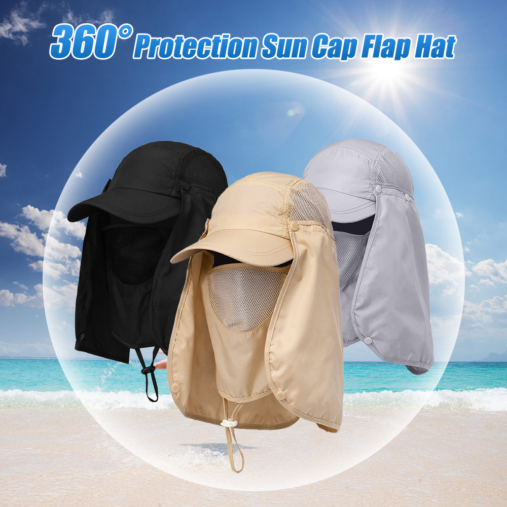 Gorra de pesca para deportes al aire libre, visera para senderismo, protector UV, cubierta para el cuello y la cara, gorra de protección solar para pesca