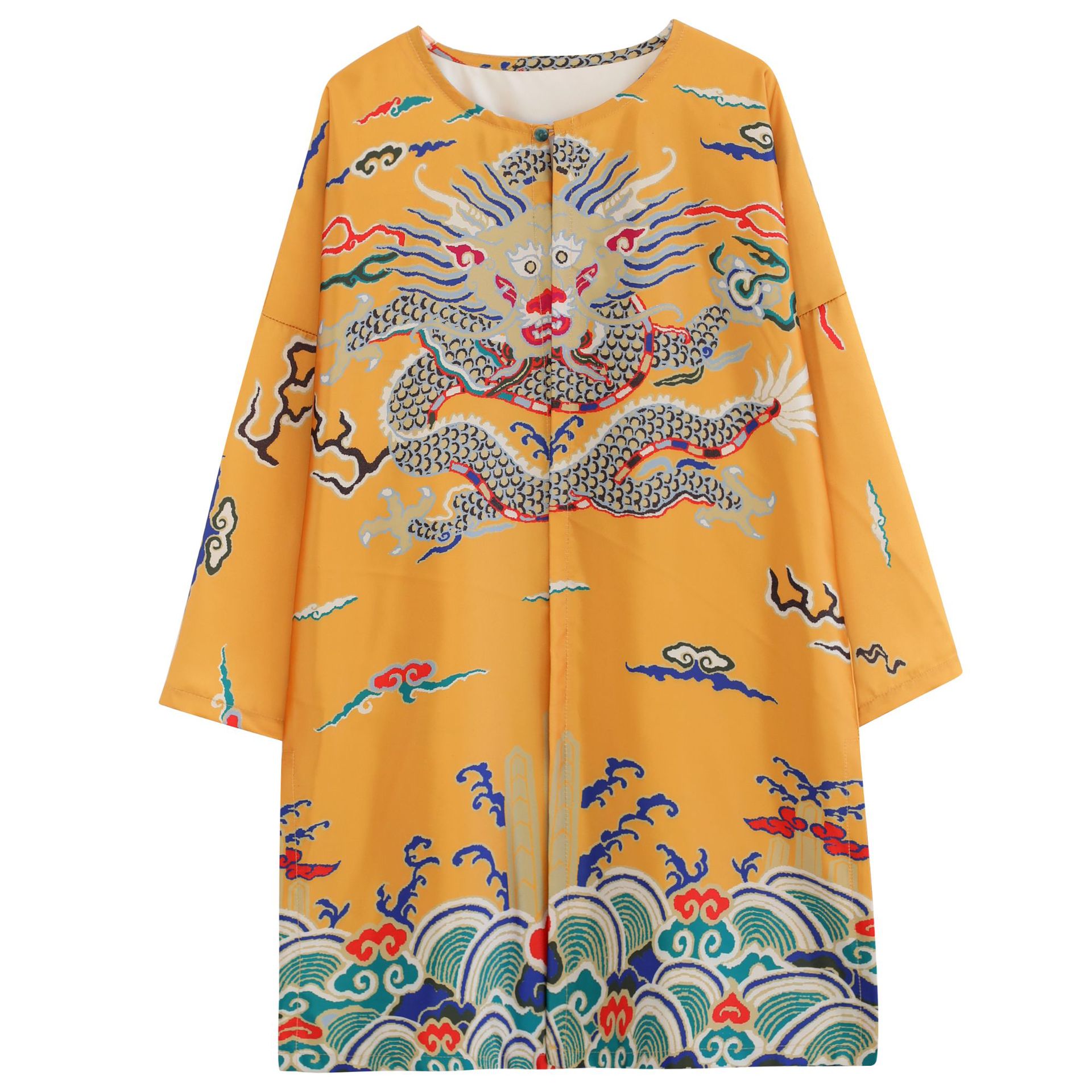 Chinese Style Men's Long Shirt Print Dragon Sun Ya... – Grandado