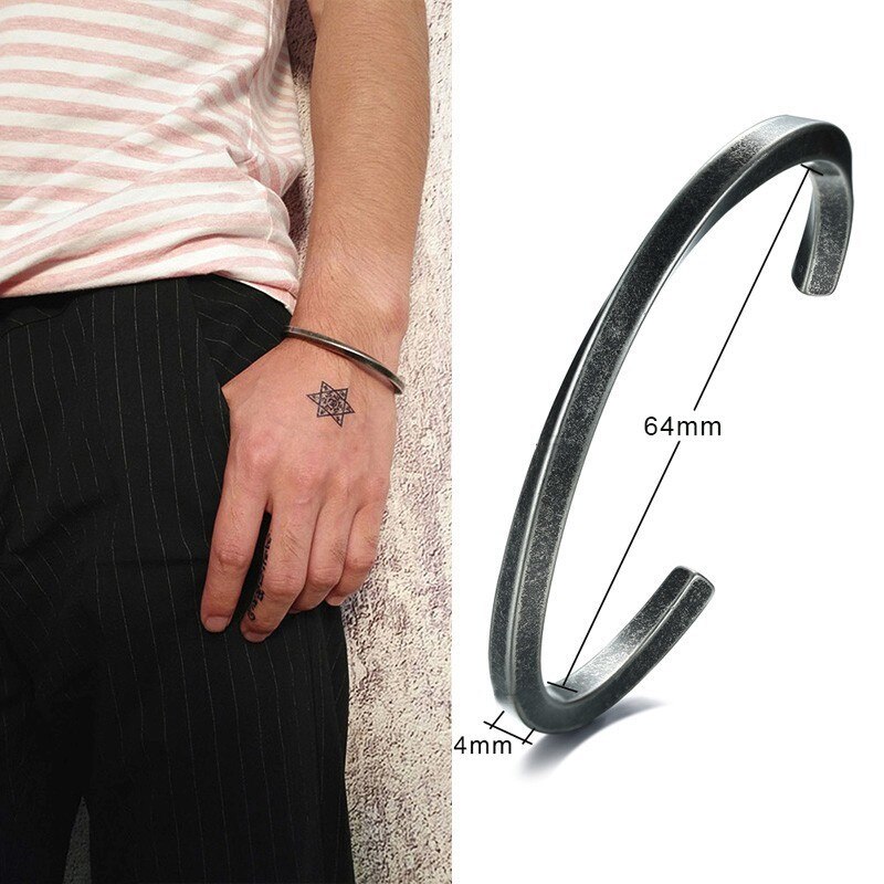 ZORCVENS Punk stal nierdzewna Vintage bransoletka dla kobiet mężczyzn Mobius skręcona bransoletka mankietowa Unisex Casual Pulseira panowie biżuteria: 83876