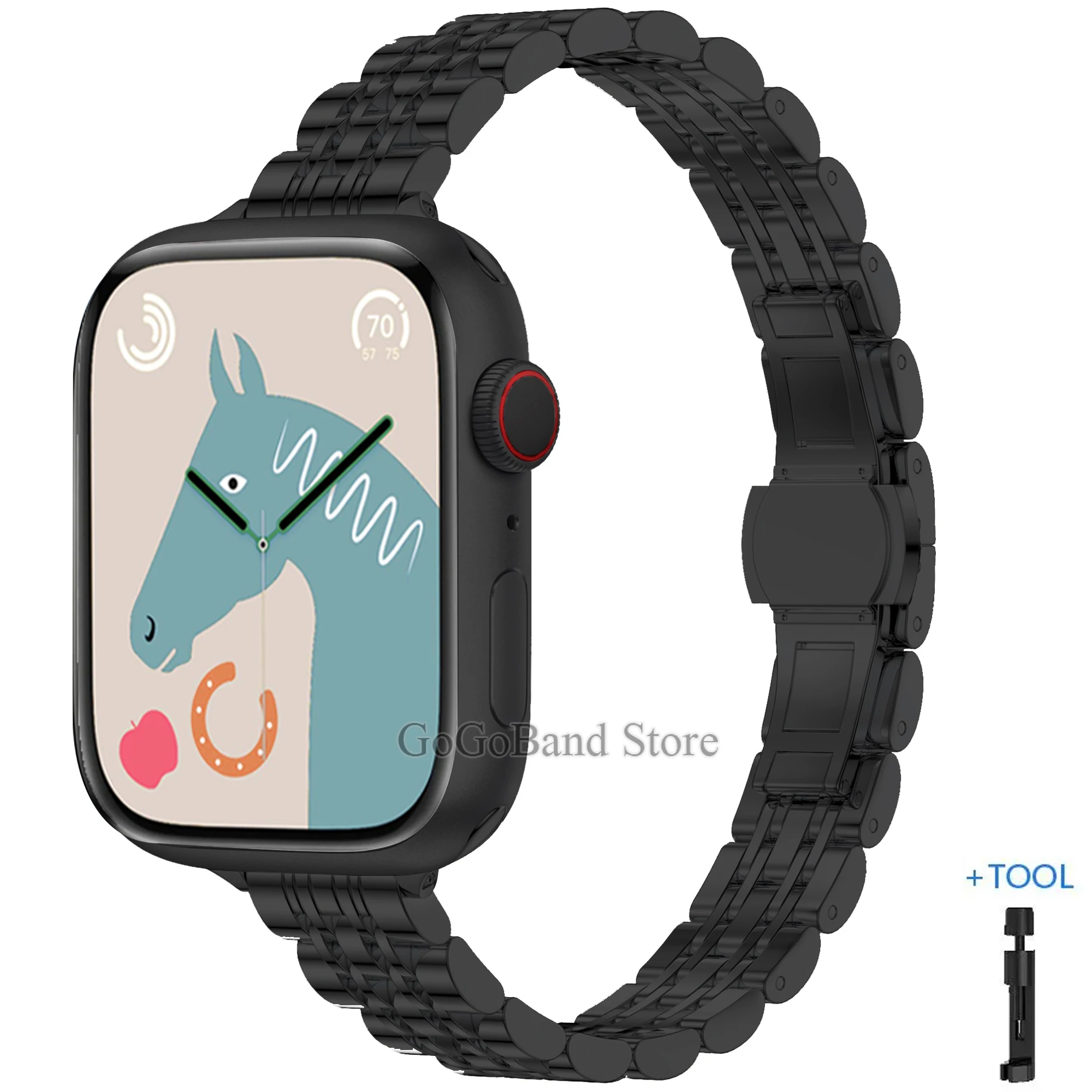 Rostfritt stålarmband för apple watch ultra 2 band 49mm 42mm 44mm metallarmband iwatch series 9 8 7 6 se 5 4 3 dam 45mm 41mm: Ljuslila / 14mm