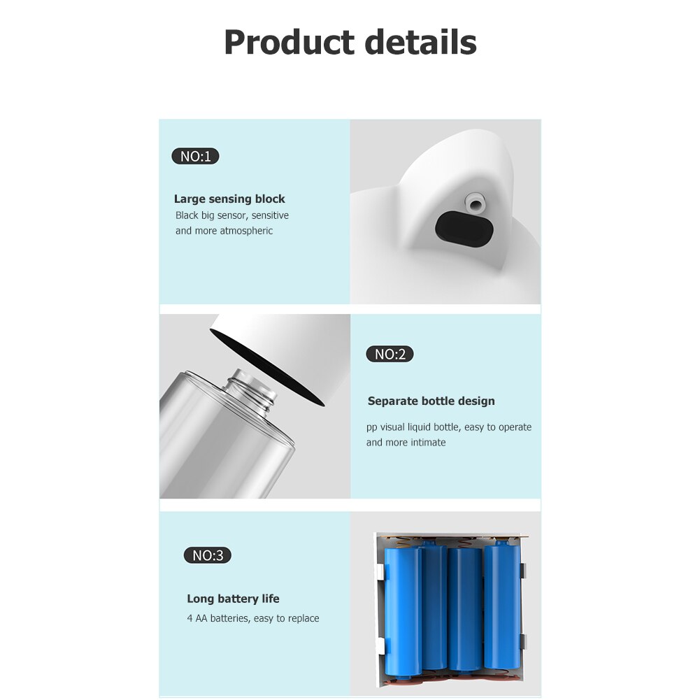 Touchless Bathroom Dispenser Smart Sensor Liquid Soap Dispenser for Kitchen Hand Free Automatic Soap Dispenser 500ml